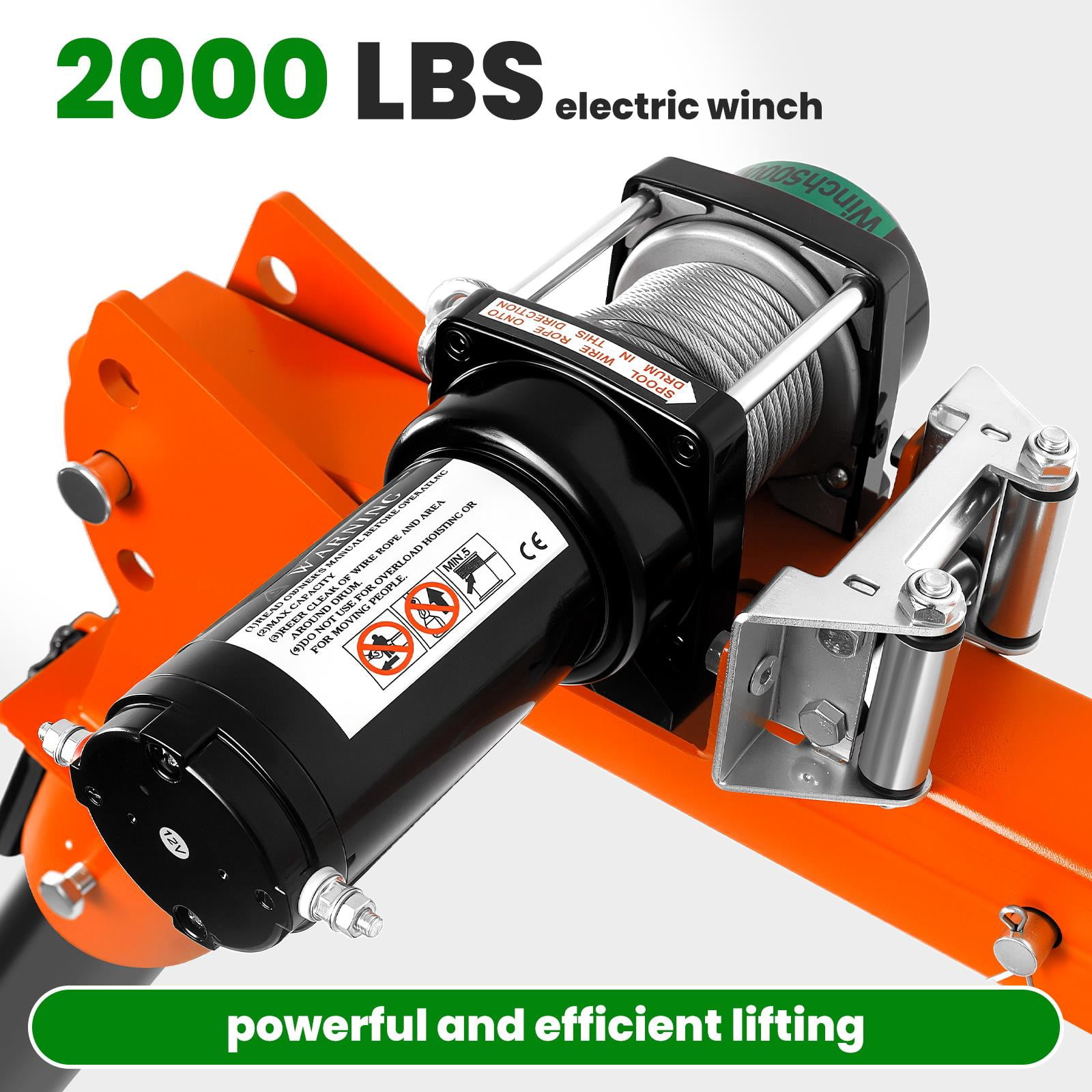 12V 2000LBS Electric Pickup Truck Crane Hoist, 360° Swivel Extendable Arm Heavy Duty Lifting Crane with 1100LBS Load Capacity for Engine, ATV, Boat and Cargo Lifting
