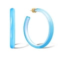 thumbnail image 7 of Gold Plated Sterling Silver Light Blue Lucite / White 60MM Large Open Hoop Earrings - Round Flat Edge, 7 of 7