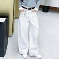 thumbnail image 5 of ATOGUTA Girls Jeans Baggy Denim Pants Elastic High Waist Wide Leg Jeans with Pockets Size 4T-15, White, 5 of 5
