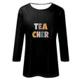 thumbnail image 3 of Jinhomg Women's 3/4 Length Sleeve Tunic Tops Trendy Letter Print Round Neck Tee Shirt Fall Plus Size Comfort Pullovers Fall Giving Black#4 XXL, 3 of 4