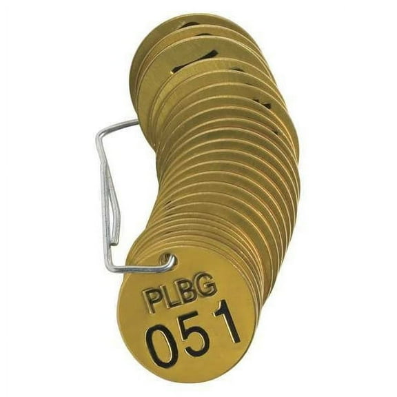 Brady Numbered Tag Set,Brass,1 1/2in W,PK25 23262
