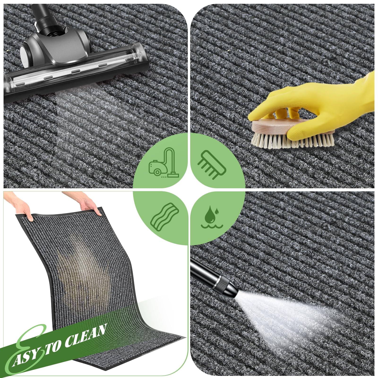 Door Mat Heavy Duty Outdoor Indoor Doormat Low Profile Front Door Mat Large 35x60 inch Gray Entrance Welcome Mats