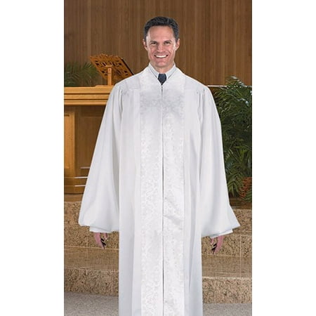 

Clergy Robe-Cambridge Pulpit with Jacquard Panels-White-Small Long