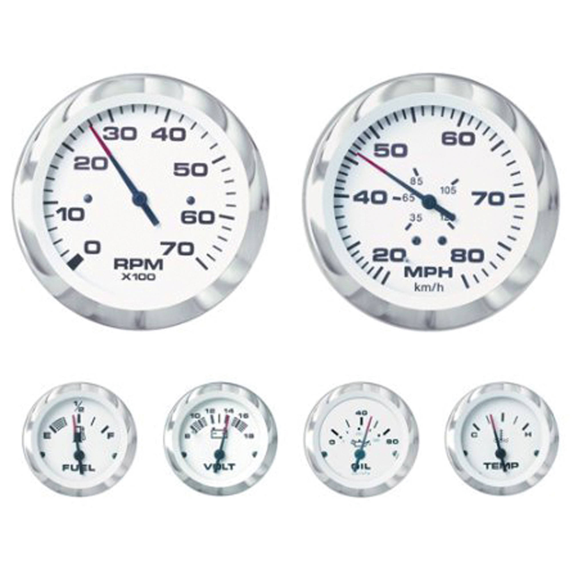 Boat Parts FARIA SPUN SILVER GS0051A CHROME FUEL GAUGE SINGLE SILVER