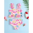 thumbnail image 2 of Biekopu Toddler Girls Summer 2PCS Outfit Sets,Ruffle Sleeve Dinosaur Print Swimwear Tops + High Waist PP Shorts, 2 of 9
