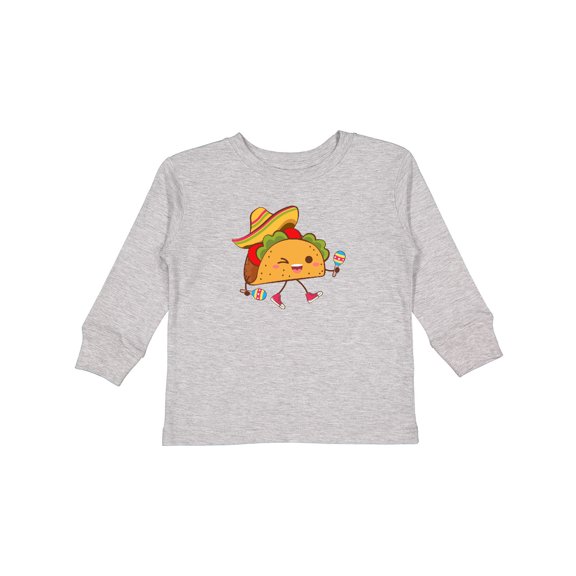 Inktastic Happy Kawaii Party Taco Boys or Girls Long Sleeve Toddler T-Shirt