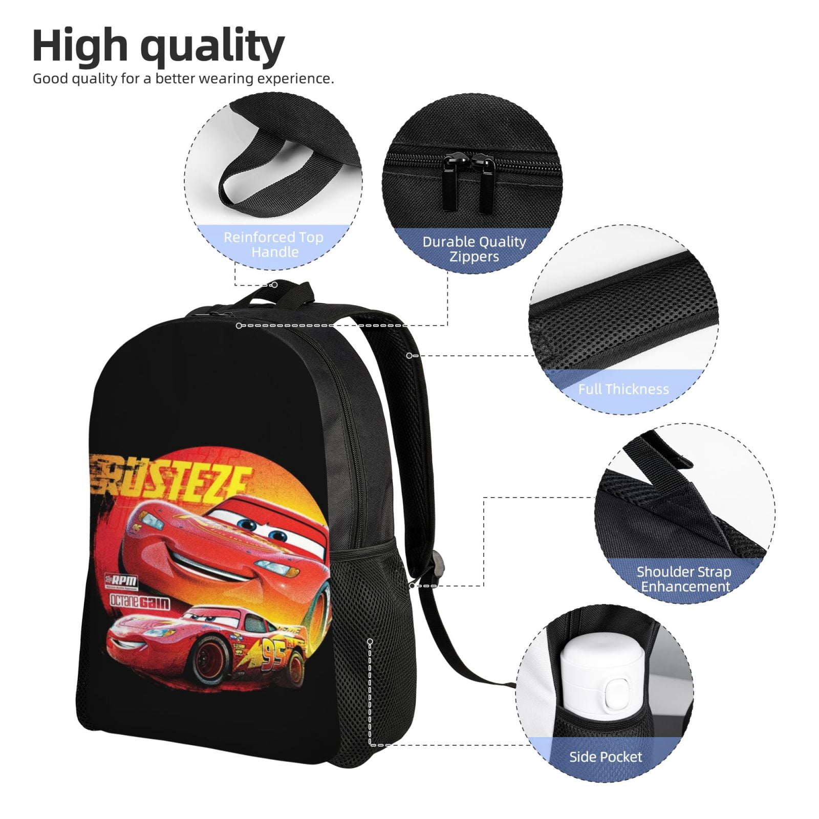 Lightning McQueen Anime Backpack Cartoon Travel Bags 3D Printed Casual Daypacks Multipurpose Backpacks