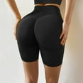 thumbnail image 1 of Pantalones Cortos De Yoga De Talle Alto Para Mujer Leggings De Control De Barriga Pantalones Cortos De Entrenamiento Con Textura De Levantamiento De Glúteos,Black-M BANYUO Electrónica, 1 of 4