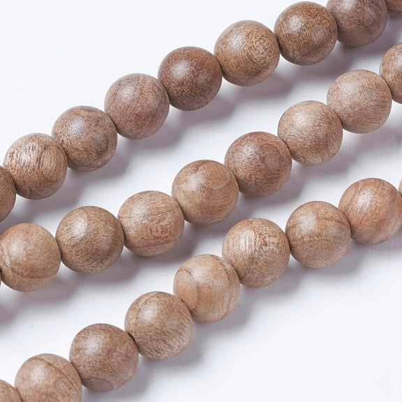 5Strand Natural Wood Beads Strands Round BurlyWood 10mm Hole: 1mm 38pcs/strand 14.9 inch(38cm)
