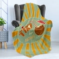 thumbnail image 4 of Tiki Bar Soft Flannel Fleece Throw Blanket, Vintage Design Exotic Cocktail Aged Look Aloha Fun Party Print, Cozy Plush for Indoor and Outdoor Use, 50" x 60", Almond Green Orange, by Ambesonne, 4 of 5