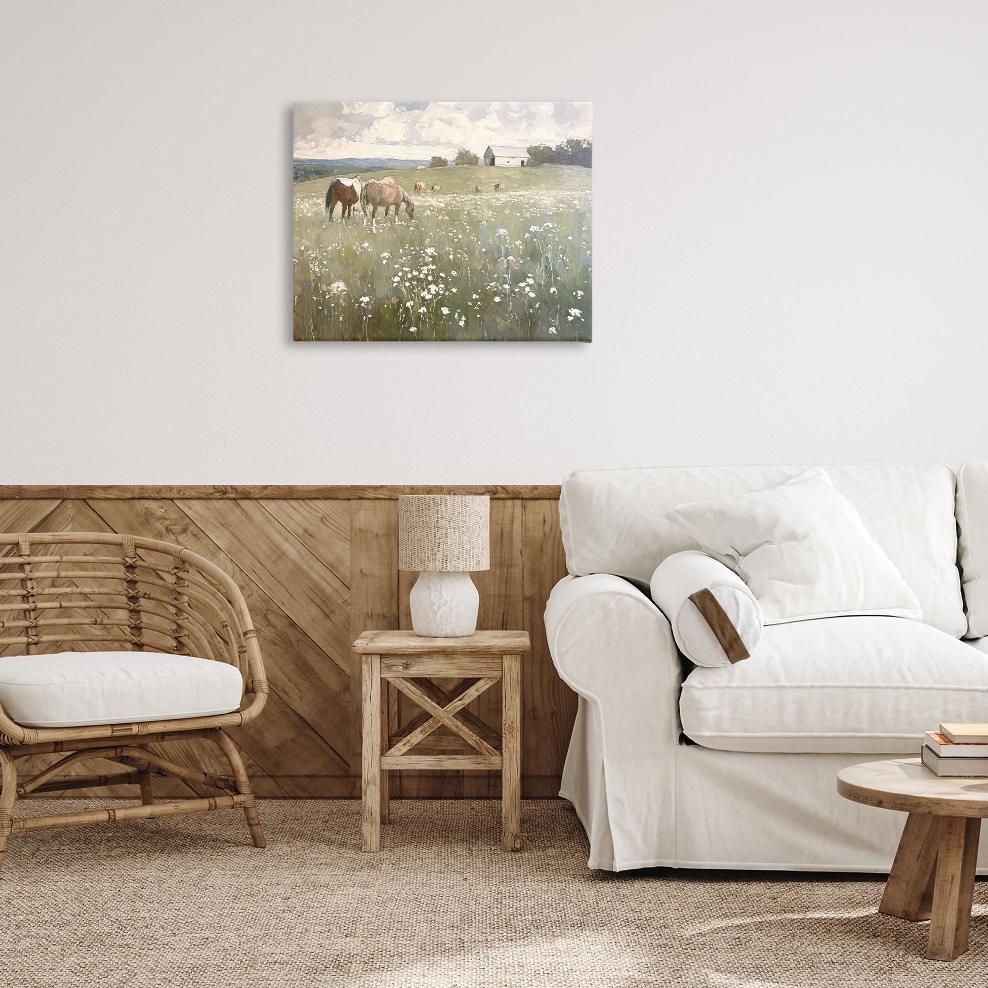 Horses in Pasture Canvas Art, 30 x 24, Design By Artist Ramona Murdock