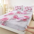 thumbnail image 6 of jejeloiu Glitter Butterflies Print Bed Sheets,Pink Floral Flower King Sheets,Romance Theme Sheet Set For Children,Microfiber Bedroom Decor,4pcs, 6 of 7