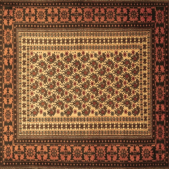 Ahgly Company Indoor Square Persian Brown Traditional Area Rugs, 6' Square
