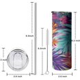 thumbnail image 5 of 20oz Colorful Tropical Leaf Pattern Skinny Tumblers Stainless Steel Tumbler with Lid and Straw,Vacuum Insulated Double Wall Travel Tumbler Cups with Cleaning Brush for Coffee,Tea, 5 of 6