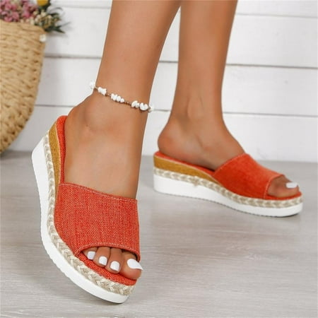 

Tdoqot Womens Platform Sandals- Comfy Dressy Summer Fashion Wedge Sandals for Women Orange Size 6