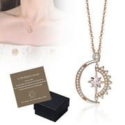 DONGYUNBANGONGKEJI To My Badass Squad Necklace Sun and Moon Star Necklaces Rotatable Half Moon Star Pendant Meaningful Gift for Ladies