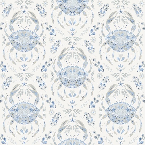 Nuwallpaper Blue Shellby Peel & Stick Wallpaper