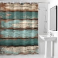 thumbnail image 4 of Teal Blue Wood Grain Fabric Shower Curtain Vintage Wooden Washable Shower Curtains for Bathroom, Waterproof Bath Curtain with Hooks Home Decor 72x72in, 4 of 8