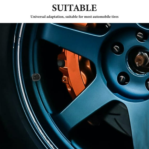 ADDHAT Car Valve Stem Caps Black Plastic Easy Install 4Pcs