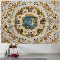 Shiartex  Wall Tapestry Bohemian - Floral Vine Wall Hanging Celestial Sun Moon and Star Tapestries Hippie Home Decor Boho Tapestry for Bedroom Aesthetic  40x30inch