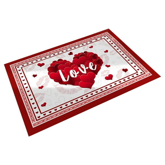 Valentines Day Decorations Clearance! Jykcul Valentines Day Heart Doormat Love Decorative Floor Entrance Rubber Mat Decor Doot Mat Non Slip Low Profile Indoor Outdoor Welcome Mat Washable Winter