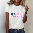 thumbnail image 2 of YDLCAFD T-Shirt Jour de l'Indépendance T-Shirts Graphiques pour Femmes Haut Col Rond Manches Courtes Imprimé USA, 2 of 4