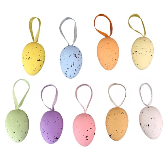 Easter Egg Decoration Foam Hanging Ornaments 9pcs Colorful Eggs for Tree/Basket Party Decor (1.5×2.16in)