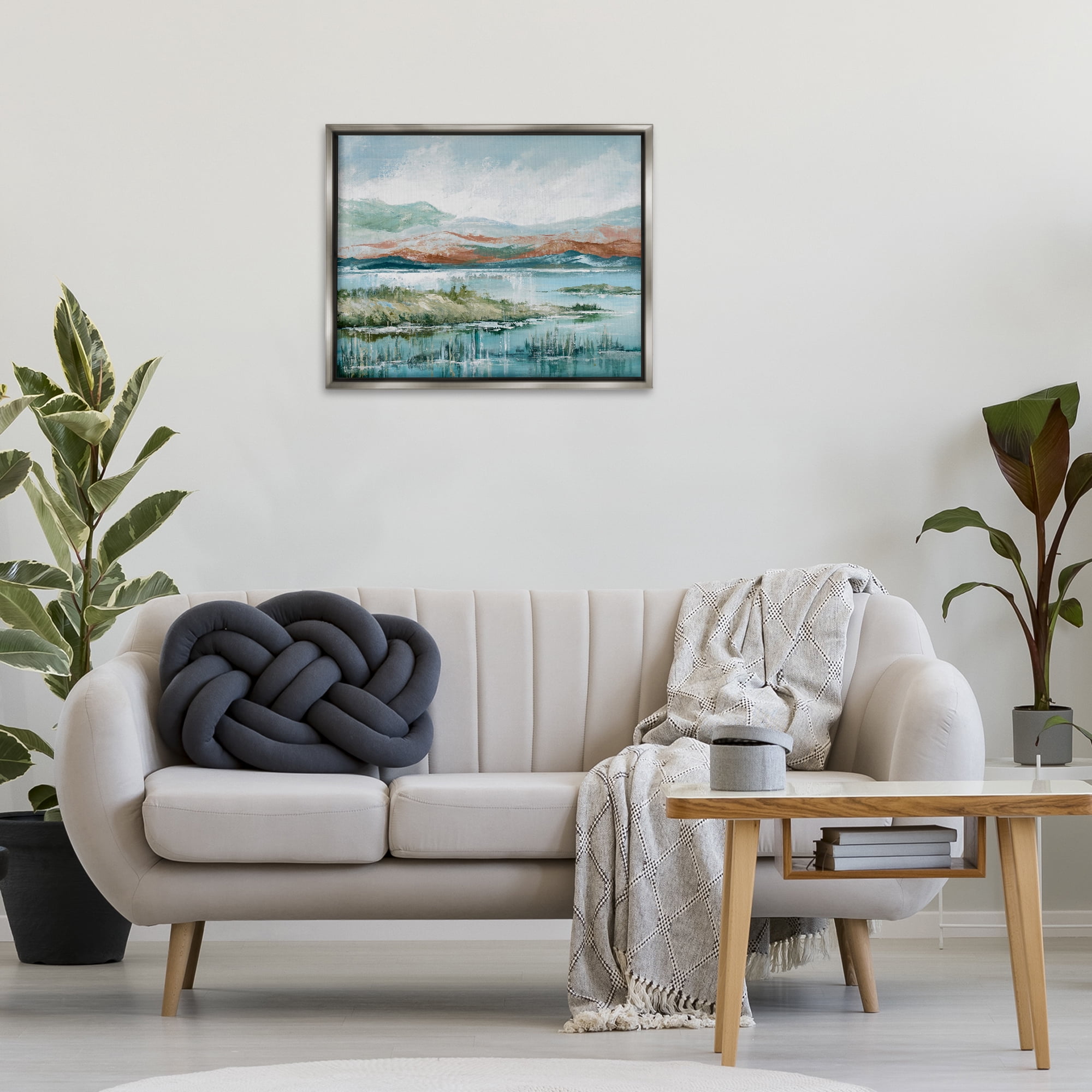 Stupell Industries Western Rustic Landscape Landscape Painting Gray Floater Framed Art Print Wall Art, 31 x 25