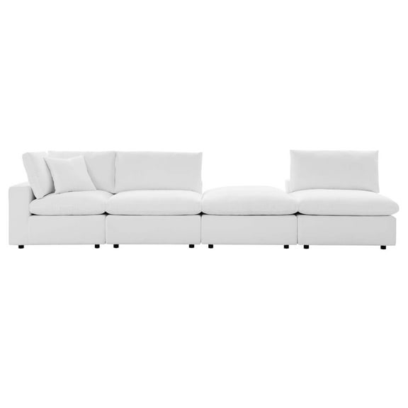 Modular Lounge Sectional Deep Sofa Chair Set, Sunbrella, White, Fabric, Modern Contemporary, Outdoor Patio Balcony Cafe Bistro Garden Furniture Hotel Hospitality
