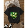 thumbnail image 2 of Women's Plus Size St. Patrick's Day Shamrock Heart Graphic T-Shirt, Casual Crew Neck Short Sleeve ToCamisetas de verano para mujer, manga corta, cuello redondo, casual, lindo, con gráficos, camisetas, 2 of 8