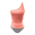 thumbnail image 3 of Rhuody Women Summer Swimsuit One Shoulder Tankini Swimwear Two Piece Swimsuit With Bikini Bottoms Casual Wear S Pink, 3 of 4
