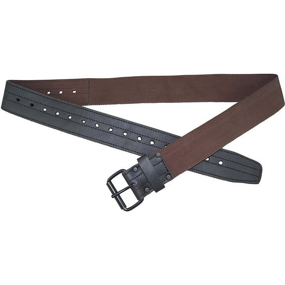 Graintex PB2037 2" Leather/Webbing Belt Single Needle Roller Buckle Fits 28" to 50" Black/Brown Color
