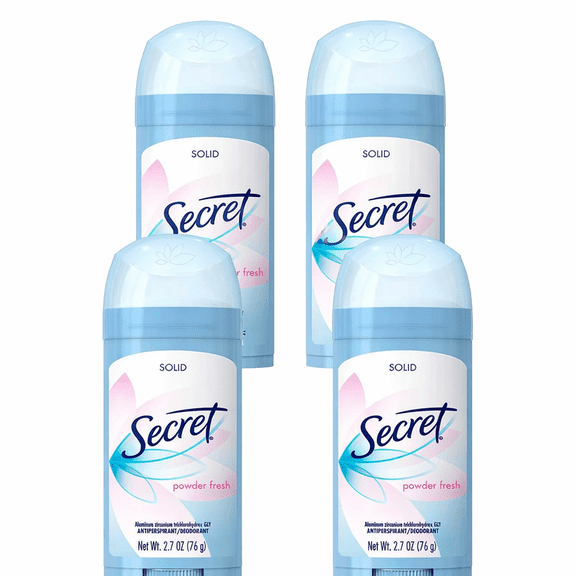 Secret Wide Solid Antiperspirant Deodorant Powdered Fresh 2.7 oz, 4-Pack
