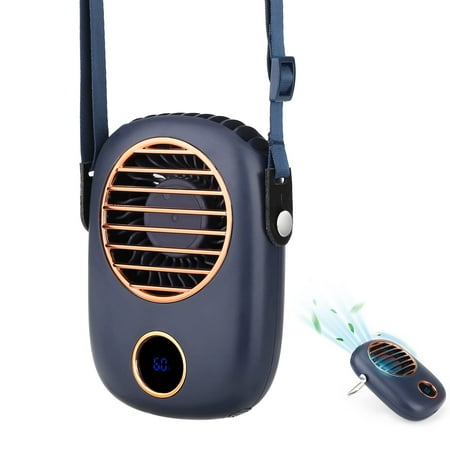 

Personal Fan USB Mini Fan Portable Neck Hands Free Fan Rechargeable with Adjustable Lanyard 3 Speed Small Fan (Blue)