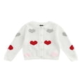 thumbnail image 1 of Kids Sweater  Heart Patterns  Neck Long Sleeve Cardigan Knitwear for Fall Winter  1-9 Years, 1 of 7