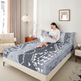 thumbnail image 4 of Homewish Fashion Western Aztec Full Size Sheets for Female, Abstract Stripes Ombre Bed Sheets, Grey Blue Hippie Triangle Sheet Sets, Microfiber Bedroom Decor, 4-Piece, 4 of 7