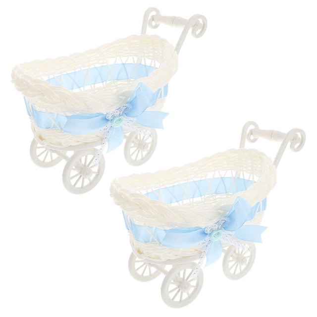 2pcs Cesta de almacenamiento tejido Cesta de carcasas de carcasas de escritorio adornamiento