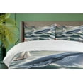 thumbnail image 3 of Ambesonne Nautical Duvet Cover Set, Whale Mountains and Boat, Queen, Sea Green Blue and Ruby, 3 of 6