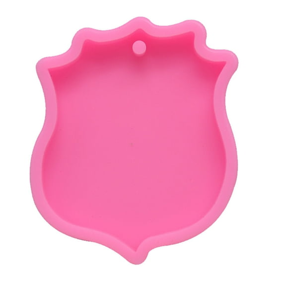 Resin Epoxy Molds Casting Silicone Jewelry Police Badge Sign Badge Sign Shield Shape Making Art Shiny Handmade Hanging Moulds Necklace Pink F
