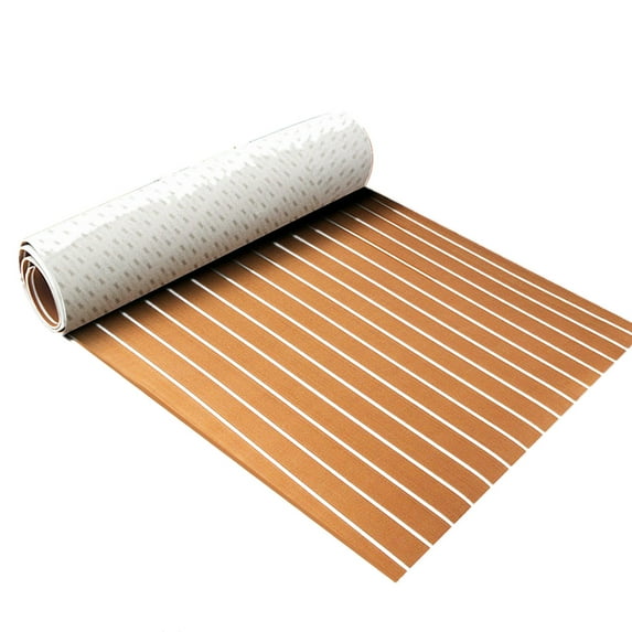 KWANSHOP EVA Foam Boat Marine Flooring Faux Teak,94.4x23.6inch Non-Skid Decking Sheet Boat Yacht Mat,Faux Teak Decking Sheet for Boat Yacht Non-Slip and Self-Adhesive Boat Flooring Pad