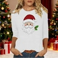 thumbnail image 2 of asdoklhq Plus Size Tops Christmas Ladies' Christmas Round Neck 3/4 Sleeve T-shirt Shirt White M, 2 of 4