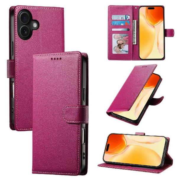 Funda para FOXDOCK iPhone 16 Plus – Cuero Premium, 3 ranuras para tarjetas, Protección contra impactos