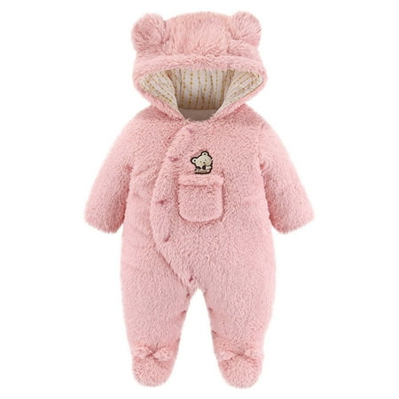 

Stamzod Cute Little Bear Baby Romper Clearance Infant Girl Jumpsuit Comfortable Warm Hooded Kids Boys Romper Baby Crawling Clothes Pink 6-9 Months