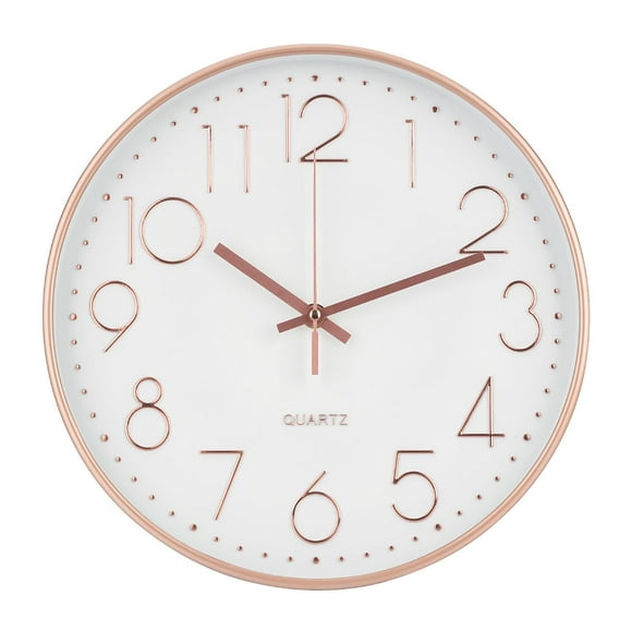 Reloj de pared Bakbrand, no hace tictac y silencioso, 30 cm, oro rosa