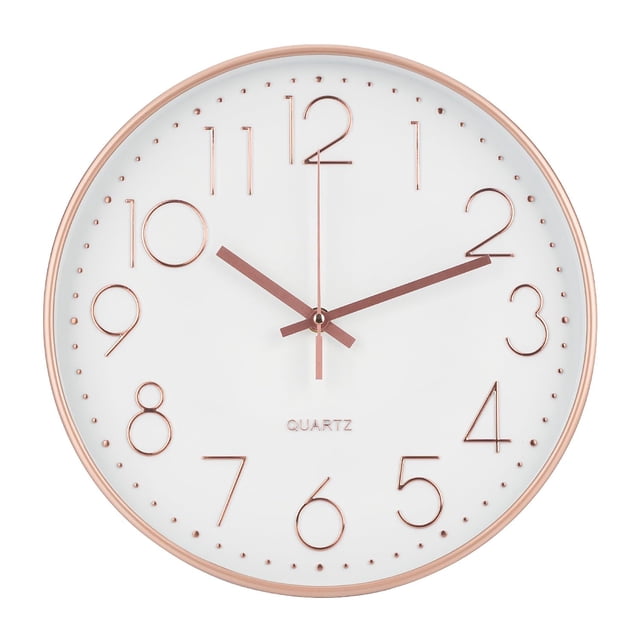 Reloj de pared Bakbrand, no hace tictac y silencioso, 30 cm, oro rosa