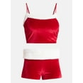 thumbnail image 5 of No Boundaries Christmas Tank Top and Shorts Set with Faux Fur Trim, 2-Piece, Women's, 5 of 5