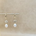 thumbnail image 3 of Yisun Yiway Bridal Pearl Drop Earrings, 14K Gold Plated Flower Earrings with Cubic Zirconia, Hook Closure for Bridesmaids , 3 of 9