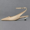 thumbnail image 4 of FSJ Women Classic Kitten Low Heel Ankle Buckle Strap Pumps Pointy Close Toe Sandals Elegant Working Office Party Dress Shoes Size 13 Nude, 4 of 4