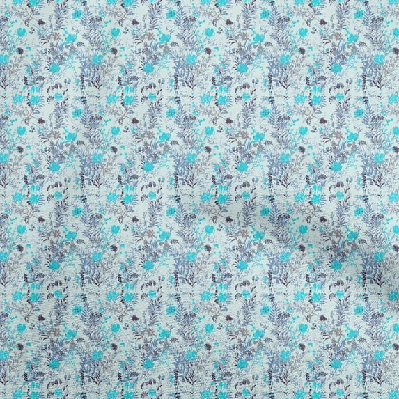 oneOone Polyester Spandex Turquoise Blue Fabric Florals Dress Material Fabric Print Fabric By The Yard 56 Inch Wide