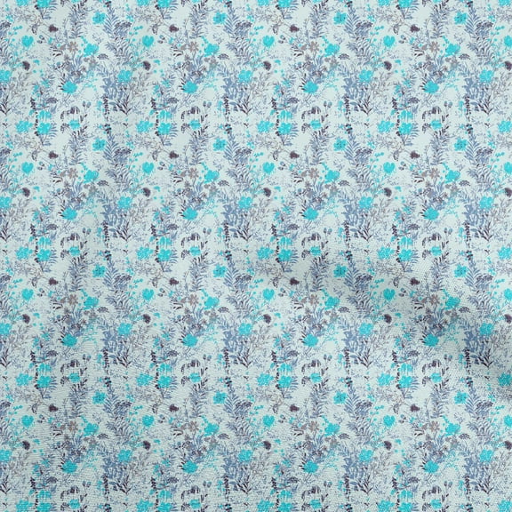 oneOone Polyester Spandex Turquoise Blue Fabric Florals Dress Material Fabric Print Fabric By The Yard 56 Inch Wide